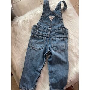 OshKosh B'gosh Blue Denim Overalls Kids Baby Girls Size 18 Months Used